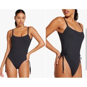 NWOT Vitamin A Gemma Cinched Side Tie One-Piece Swimsuit Black Medium